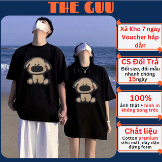 Áo Thun THE GUU Local Brand Cổ Tròn Tay Lỡ Form Rộng Nam Nữ Cho Cặp Đôi TGT39 CÚN NÂU
