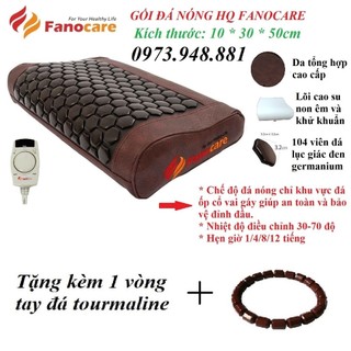 Gối đá nhiệt nóng HQ Fanocare đá lục giác giảm đau mỏi vai gáy, thoái hoá đốt sống cổ, ngủ ngon giấc