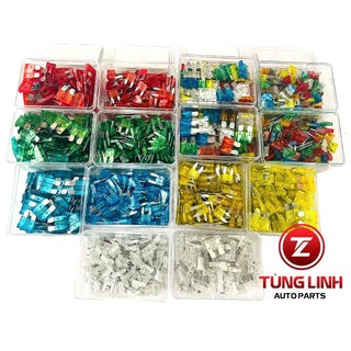 Combo hộp cầu chì chân to 100 cái - chân bé 200 cái cho ô tô - máy xúc đầy đủ các cỡ từ 5a đến 35a hàng xịn