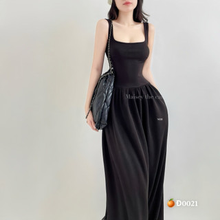 đầm 2 dây dáng dài xòe nhẹ maxxi thun gân ba lỗ dây