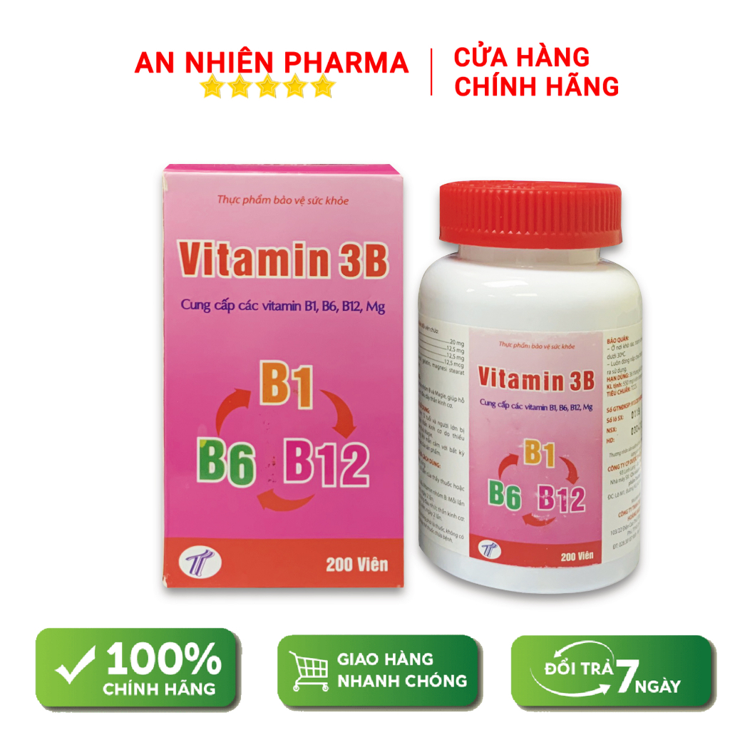 TPBVSK viên uống Vitamin 3B Trường Thọ bổ sung vitamin nhóm B và Magie hộp 200 viên