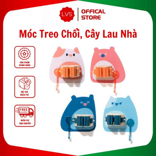 Móc treo chổi, cây lau nhà tắm dán tường siêu chắc, không thấm nước-Loại có hình dễ thương + Móc treo