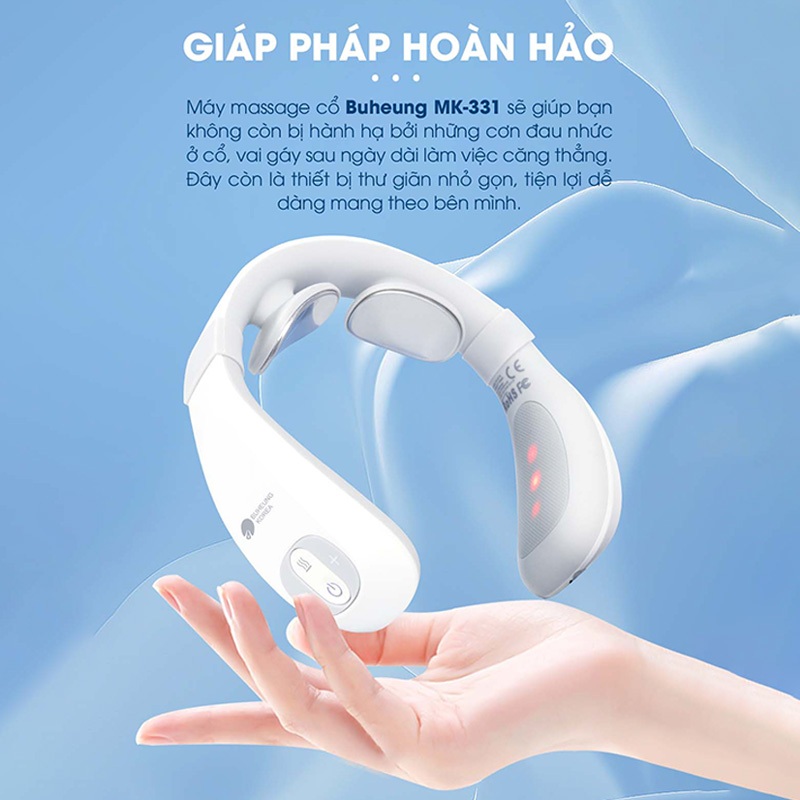 Máy Massage Cổ Cầm Tay Buheung MK-331, 5 Chế Độ, Công Nghệ Xung Điện, Điều Khiển Từ Xa, Nhỏ Gọn