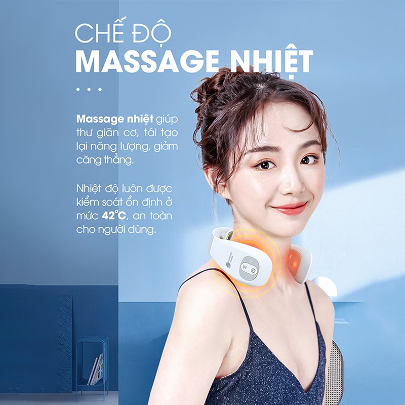 Máy Massage Cổ Cầm Tay Buheung MK-331, 5 Chế Độ, Công Nghệ Xung Điện, Điều Khiển Từ Xa, Nhỏ Gọn