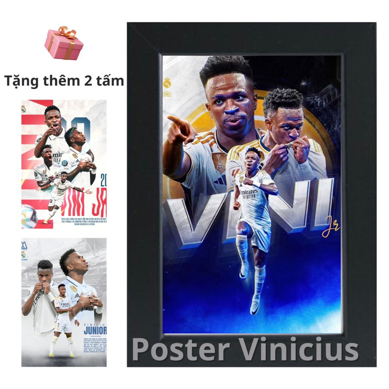 khung ảnh Poster Vinicius Jr kích thước A5 (18x24cm) dành cho anh em fan bóng đá sưu tầm trang trí
