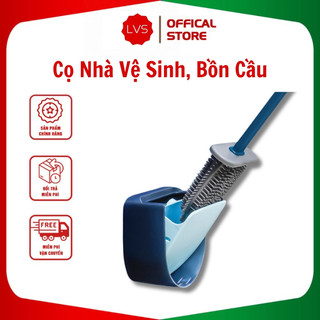 Cọ vệ sinh bồn cầu LVS, nhà tắm chất liệu silicon, có hộp đựng dán tường tiện lợi