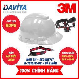 Nón bảo hộ màu trắng mẫu cải tiến 3M SecureFit H-701SFR-UV, đã gồm dây quai nón 1990