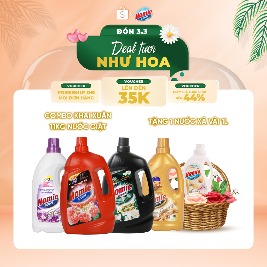 Combo 4 món: 2 Nước Giặt Xả 3,5kg + 2 Nước Giặt Xả 2kg HOMIE EXPERT