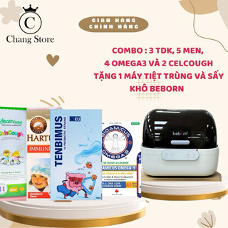 Combo 4 tăng đề kháng Hartus, 4 canxi , 1 sắt fe baby, 1 kẽm , 4 siro ho celcough