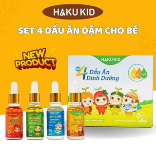 Dầu ăn dặm cho bé hakukid set 4 lọ mini 20ml tiện dụng