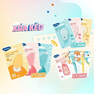 Bút xóa kéo - Correction Tape Thiên Long - Khô siêu nhanh Viết được ngay sau khi xóa - Màu ngẫu nhiên