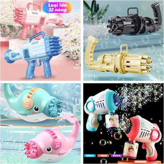 [FREESHIP] SÚNG BẮN BONG BÓNG NGOÀI TRỜI CÓ ĐÈN VÀ NHẠC, 32 NÒNG, 10 NÒNG, LED DINO CHO BÉ