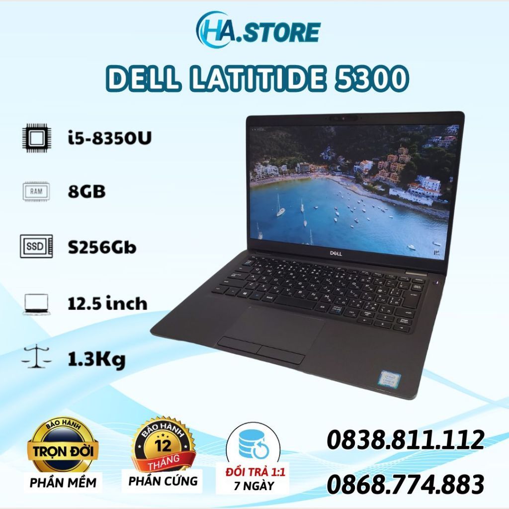 Laptop Xách Tay Dell Latitude 5300 i5 8265U vPro/ 8GB/ 256GB SSD/ 13.3" FHD/ Win 10Pro/ Pin3-5h MT3