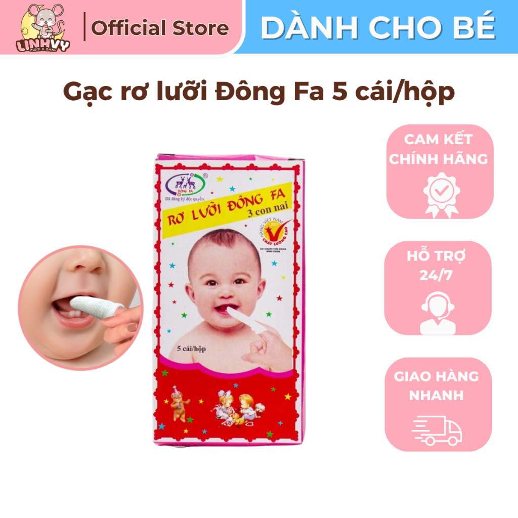 Rơ lưỡi, gạc rơ lưỡi xỏ ngón Đông Fa vệ sinh lưỡi, khoang miệng cho bé sơ sinh