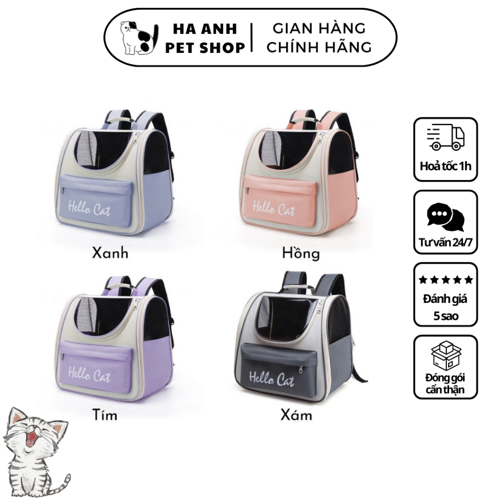 (HOẢ TỐC) Balo Vận Chuyển Thú Cưng Hello Cat