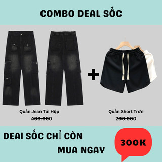 Quần jean túi hộp + quần short dáng rộng hogoto club qj01
