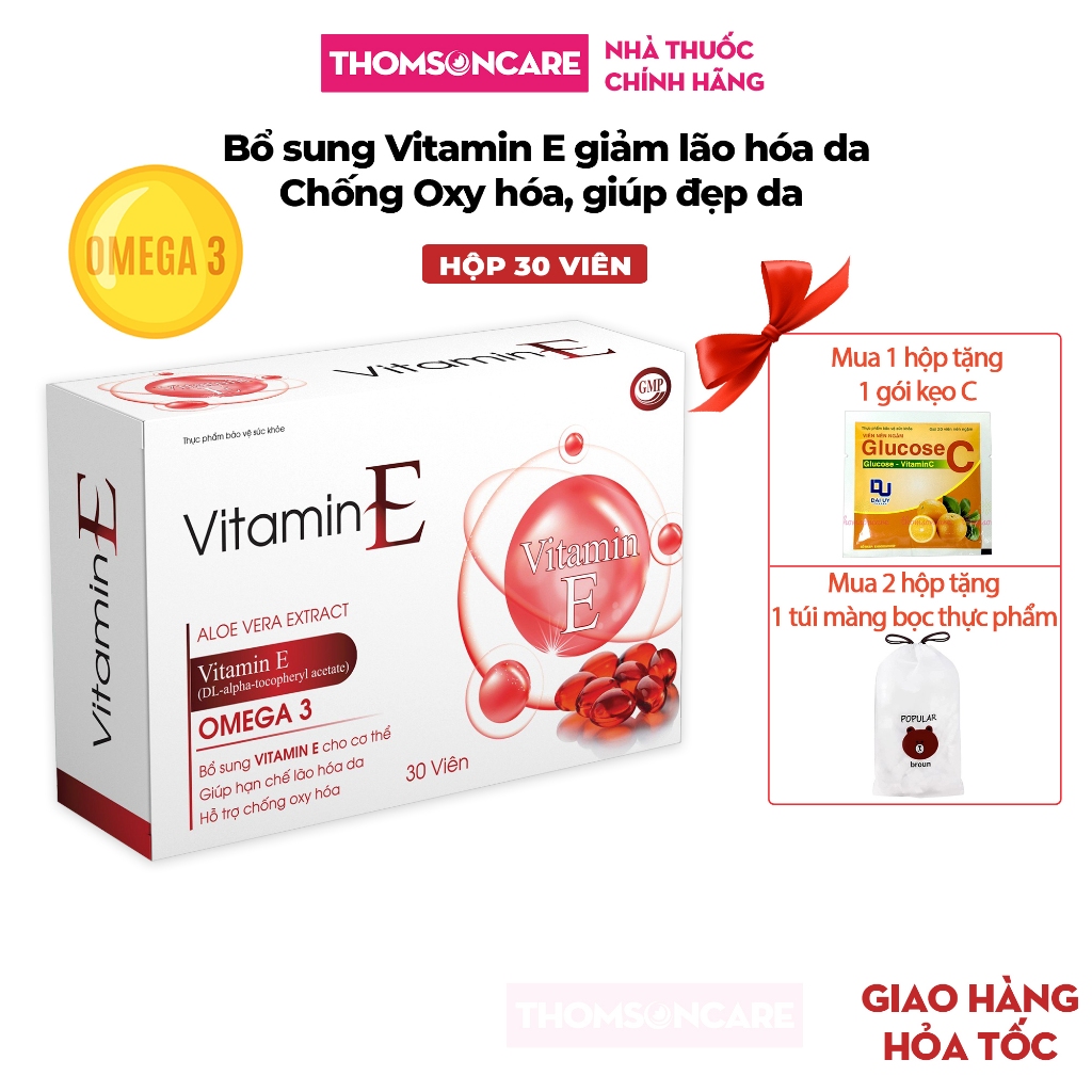 Vitamin E đỏ thêm Omega 3 TSC Group- Bổ sung Vitamin E, chống oxy hóa, lão hóa da đẹp da từ thảo dược tự nhiên
