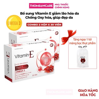 Viên uống đẹp da Vitamin E đỏ Omega 3 TSC Group, combo 2 hộp - Bổ sung vitamin e, chống oxy hóa, vtm e giảm lão hóa da