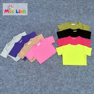 Áo croptop cộc tay cho bé gái cực xinh áo thun chất zip co giãn 4 chiều