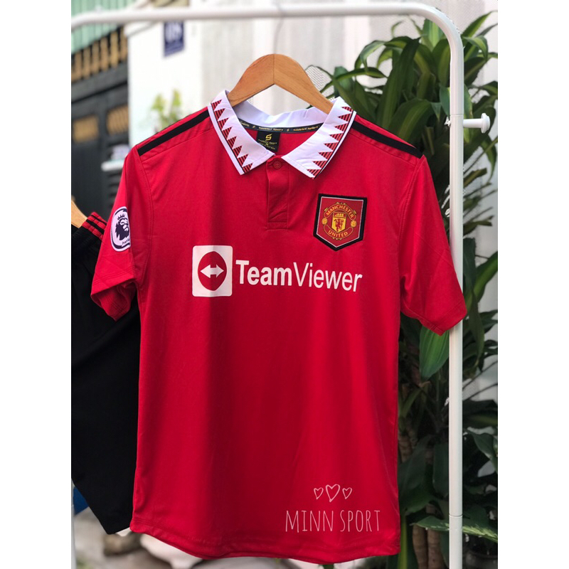 DK-Bộ Quần Áo Bóng Đá MU Đỏ Có Cổ 2022-2023 Vải Thun Lạnh Đẹp -Unisex