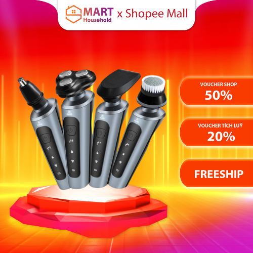 Máy Cạo Râu Nam Shaver 9D Smart Gadgets Kiêm Tỉa Lông Mũi Cao Cấp, 3 Lưỡi Dao Kép, Công Nghệ Chống Nước