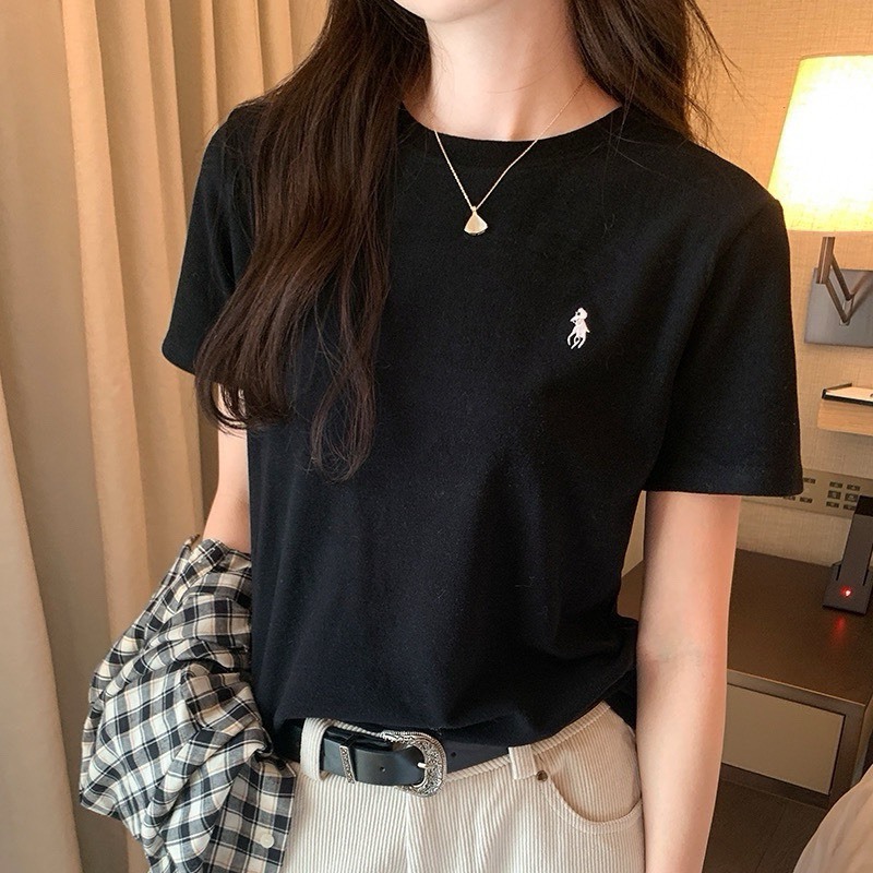 Áo Phông Nữ Cotton Tàu Thêu Ngựa Cổ Tròn Form Rộng Siêu Hot MA911 | BigBuy360 - bigbuy360.vn