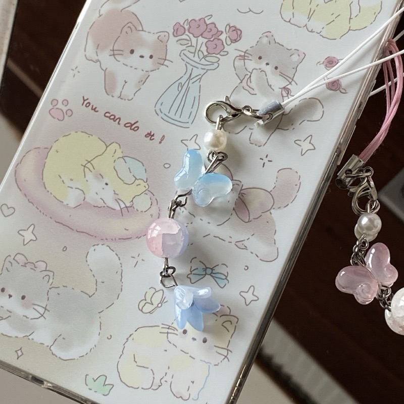 Móc khoá keyring điện thoại xanh hồng đáng yêu nhỏ nhắn tinh tế