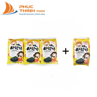 Rong Biển Cho Bé Rong Biển Trộn Cơm Ăn Liền Hàn Quốc Vị Nguyên Bản, Muối Hồng, Dầu Oliu, Kimchi 4g*3 gói