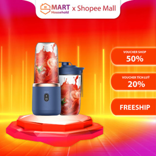 Máy Xay Sinh Tố Juicing Cup 300ML Cầm Tay 6 Lưỡi 2 Cối Sử Dụng Pin Sạc Cổng USB Siêu Tiện Lợi _ MX4