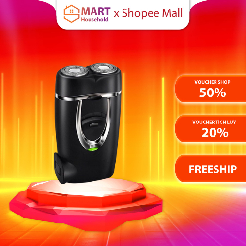 Máy Cạo Râu Mini 2 Lưỡi Cạo Nổi Máy Cạo Râu Đa Năng Đầu Cạo Chống Nước Đèn Rọi Ray ASAKI - R2