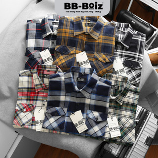  ÁO SƠ MI TAY NGẮN Nam BB-Boiz Form BigSize 80kg - 130kg | Caro nỉ 2 túi