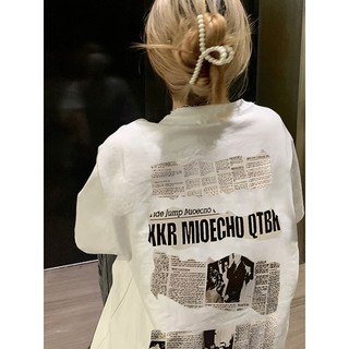 Local brand Focus Fashion Áo Thun Trắng tay ngắn in Mùa hè 2024 áo phông oversize cổ tròn form rộng 100%cotton