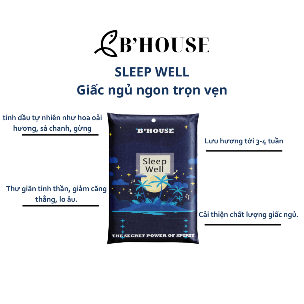 Túi Thơm B'House - Sleep Well ( hương oải hương, sả chanh, gừng)