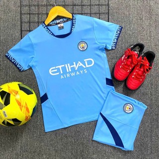 Áo Bóng Đá Trẻ Em Man city Xanh 2024, Áo Đá Banh Trẻ Em (Có in tên số)