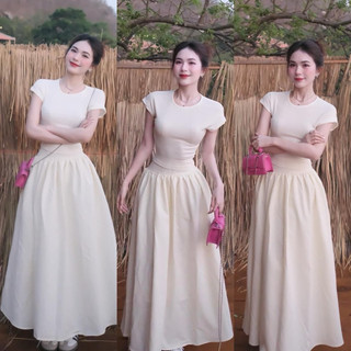 SET TRẮNG ÁO + CHÂN VÁY MIDI