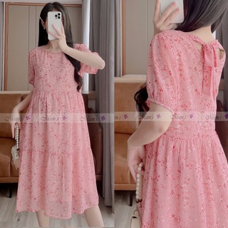  Đầm bầu xinh Mum's shop VH203 màu nhẹ nhàng  mát mẻ mẹ bầu mặc đi làm đi tiệc đều xinh 