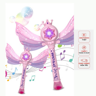 Gậy Thổi Bong Bóng Tự Động Công Chúa Elsa,Bộ Pin, Lọ xà phòng,Bộ quà Tặng Bé Gái