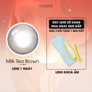 Kính áp tròng VIVIMOON LENS 1 ngày màu nâu trà sữa tự nhiên Milk Tea Brown (Giá 01 chiếc)