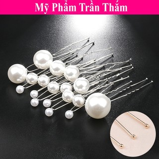 Set 18 trâm cài tóc kiểu dáng chữ u đính ngọc trai giả thanh lịch cho cô dâu