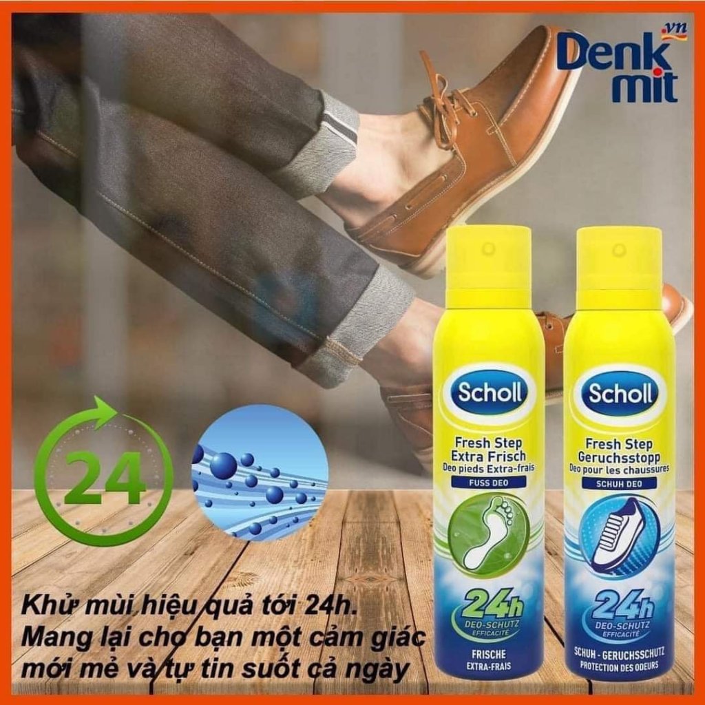 Xịt Khử Mùi Hôi cho Giày và Chân Scholl Fresh Step lọ 150ml hàng Đức