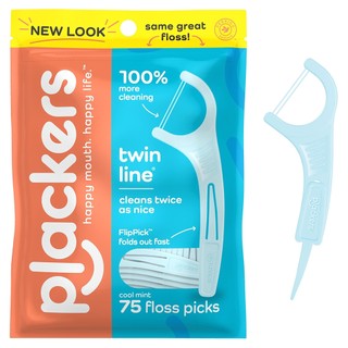 Tăm chỉ nha khoa Plackers Twin-Line Cool Mint, 75 cây