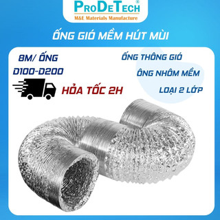 Ống gió mềm D250 8m ống hút mùi ống bạc không bảo ôn