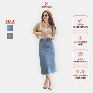  Chân váy jeans CARDINA dáng dài xẻ trước có túi ốp thiết kế trẻ trung thời thượng năng động 4CVJ01 