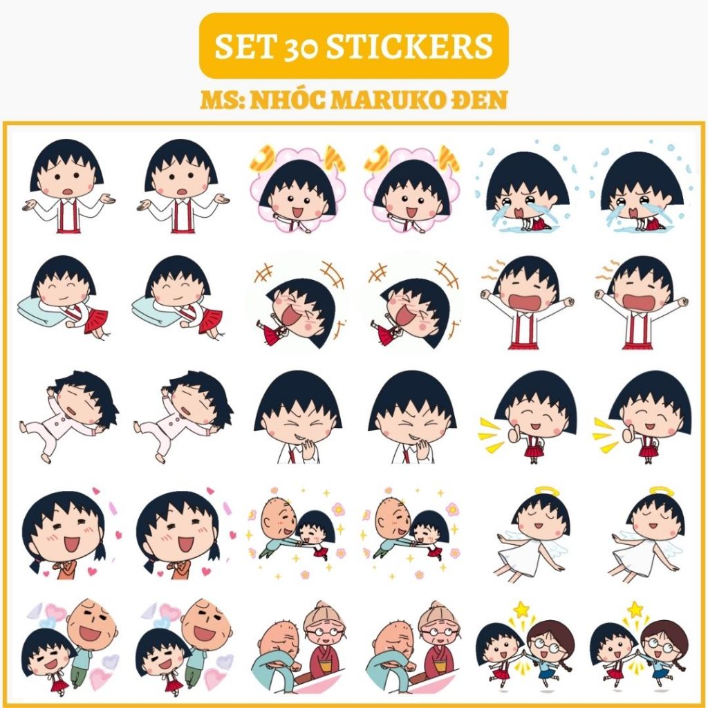 🔥SET 30 HÌNH DÁN STICKERS - NHÓC MARUKO 🔥