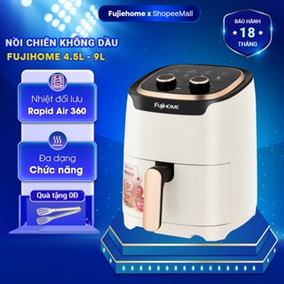 Nồi chiên không dầu 4.5L FujiHome nhập khẩu tự ngắt tặng kèm gắp, Nồi chiên không khí cơ không hơi nước 9 lít