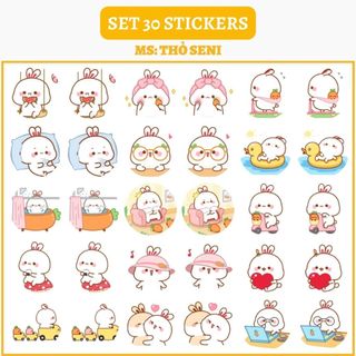 🔥SET 30 HÌNH DÁN STICKERS - THỎ SENI 🔥