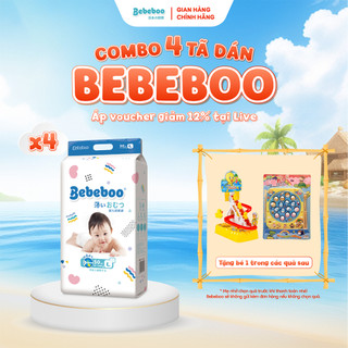 Combo 4 bịch Tã/Bỉm Dán Bebeboo Nhật Bản mỏng mềm thấm hút tốt, đóng ngày và đêm, đủ size-