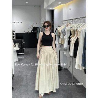 SET Đồ Nữ DUNGMC Áo Croptop Mix Chân Váy Dài Xòe Rộng Cạp Bản To - V035.
