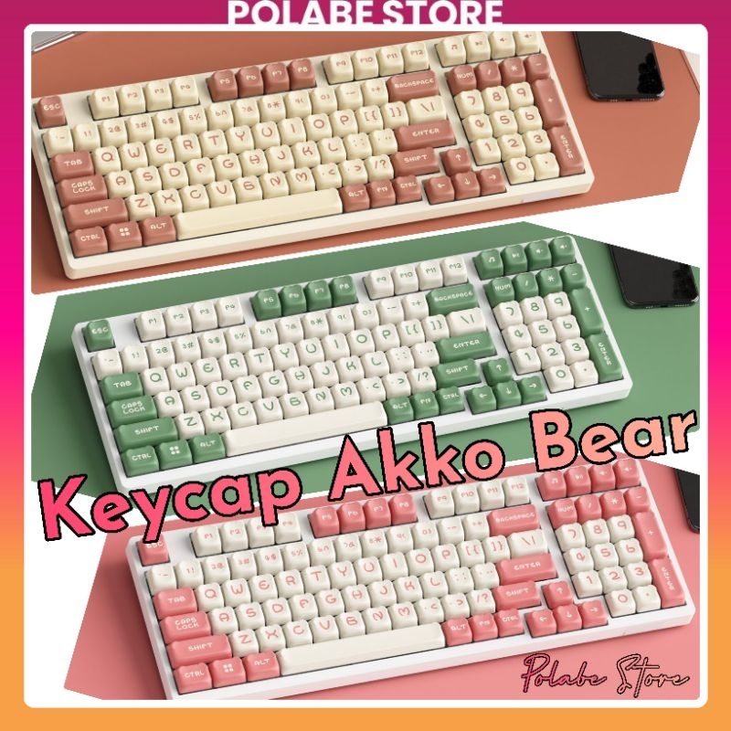 Keycap Akko Bear Sakura Mocha Artisan CUTE CAT Keycap bàn phím cơ Polabe Store
