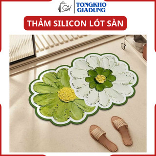 Thảm trải sàn hình hoa 3D, thảm lau chân lót sàn nhà thấm hút nước tốt
